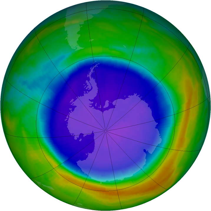 Antarctic ozone map for 25 September 1999